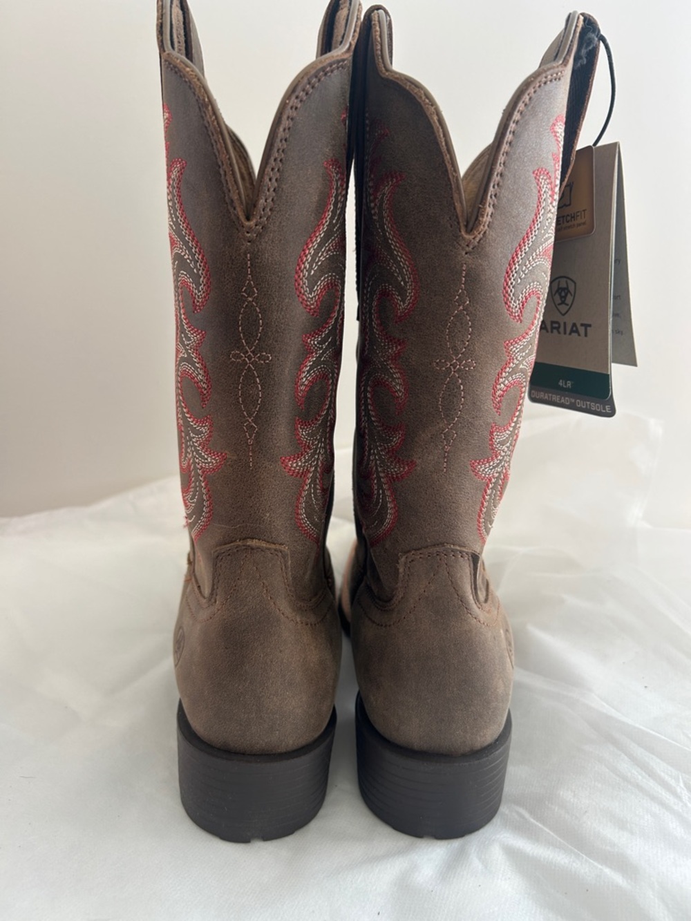 Ariat Women’s Hybrid Rancher Brown Leather Stretch Fit Western Boot Wide Sq Toe - Picture 7 of 11
